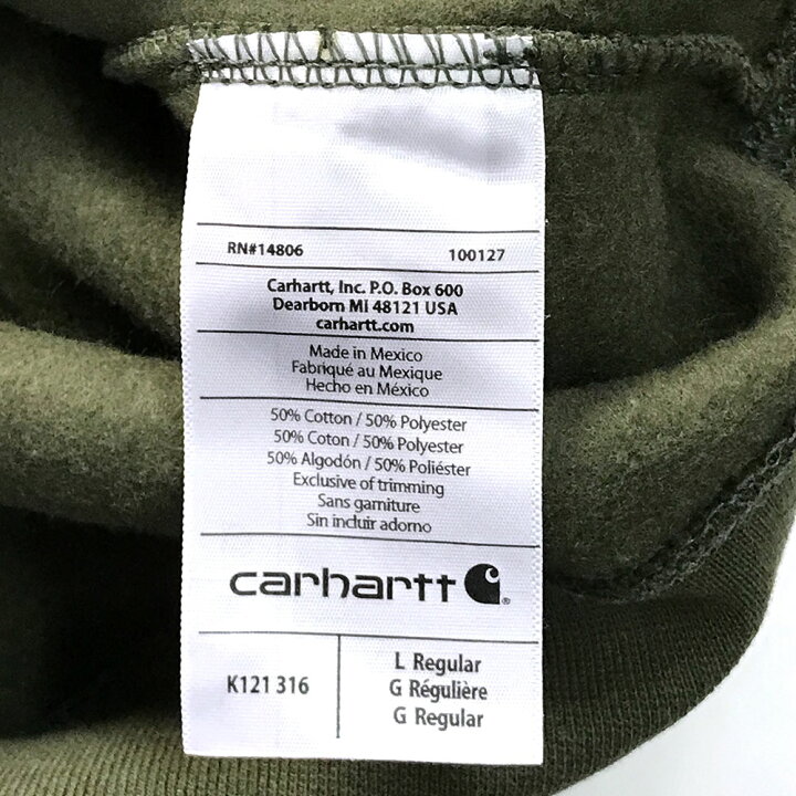 楽天市場】カーハート スウェットパーカ サイズ表記 L カーキ Carhartt 