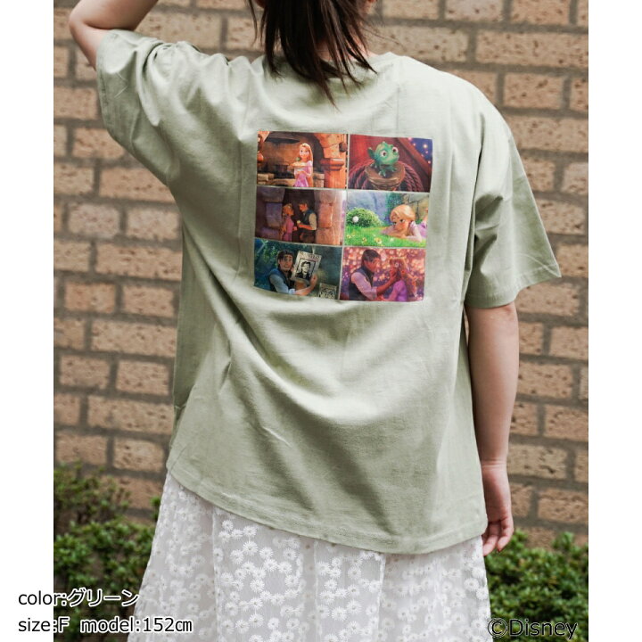 楽天市場 50 Offクーポン対象 Disney別注シーンバックプリントtシャツ ディズニー Tシャツ Disney レディース トップス お揃い お出かけ プリント キャラクター バックプリント 夏 春 ペア Wego ウィゴー グリーン Wego 楽天市場店