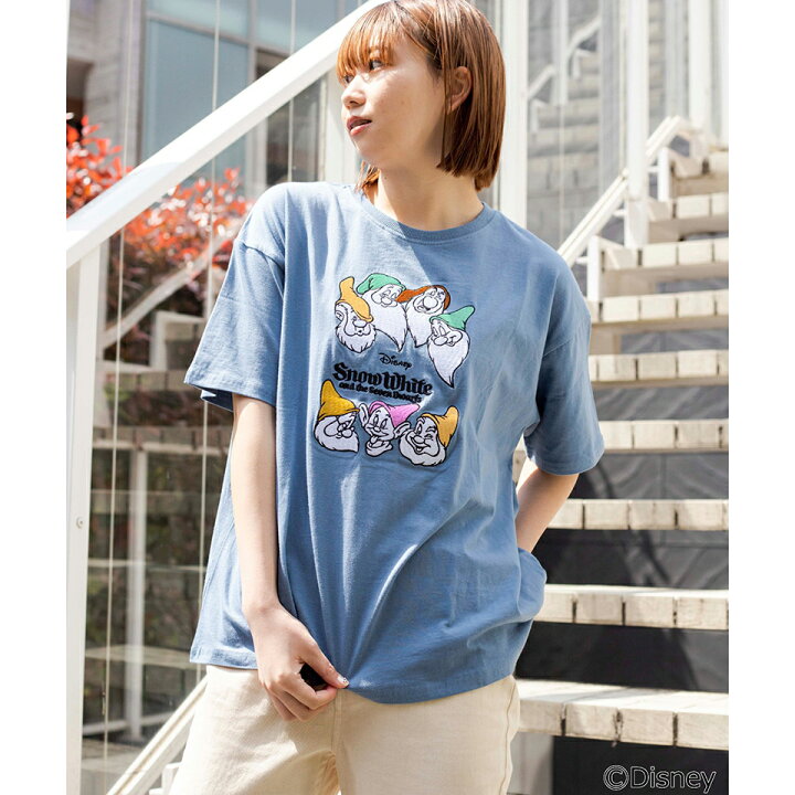 楽天市場 Disney 7人の小人刺繍tシャツ ディズニー Tシャツ レディース 半袖 トップス カットソー 刺 プリントtシャツ 白雪姫 Wego ウィゴー グリーン Wego 楽天市場店
