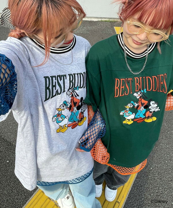 楽天市場 Sale3598円 32円 別注disneyラインリブbigtシャツ ディズニー Disney Tシャツ レディース お揃い 双子 グリーン リブ Big 半袖 トップス Tシャツ Wego ウィゴー Wego 楽天市場店