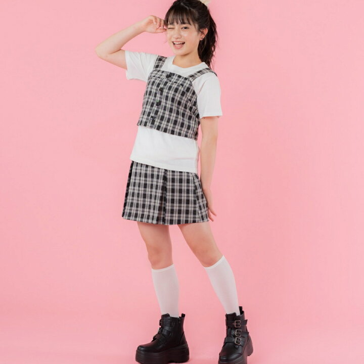 楽天市場 ビスチェ スカート ｔシャツ３点セット Tシャツ レディース カットソー 半袖 トップス ビスチェ スカート セットアップ 150sm 女の子 小学生 学校 Porme ポルミー Wego ウィゴー 服 Wego 楽天市場店