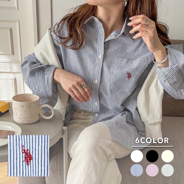 楽天市場 10 Offクーポン 3000円以上購入で今すぐ使える Uspoloワンポイントbigシャツ U S Polo Assn 別注ワンポイント Bigシャツ ビックシルエット ルーズシルエット カジュアル ストライプ チェック きれいめ 大きめ 夏 羽織 冷房対策 シャツ レディース Wego