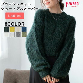 【SALE3299円→2999円】ブラッシュニットショートプルオーバー ニット レディース セーター トップス 長袖 シャギーニット ショート丈 クロップド丈 スタイルアップ 秋 冬 冬服 WEGO ウィゴー