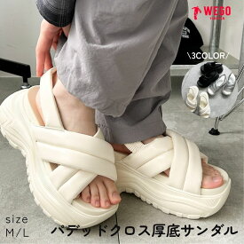 【SALE 5499円→3299円】パテッドクロス厚底サンダル 厚底サンダル レディース スニーカーサンダル ボリュームソール 厚底シューズ 春 夏 WEGO ウィゴー