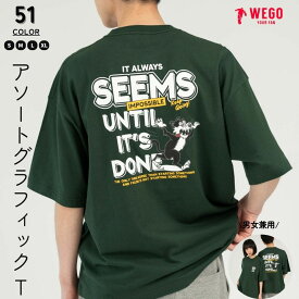 【SALE 2199円→1598円】アソートグラフィックT Tシャツ メンズ 半袖 トップス ゆったり グラフィック バックプリント ロゴ 夏 夏服 ブランド 綿100% カジュアル おしゃれ 大きいサイズ 大人 ユニセックス レディース WEGO