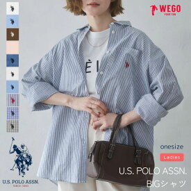 ＼SS限定25％クーポン利用で2850円／【SS限定SALE 4399円→3799円】別注USPOLOワンポイントBIGシャツ レディース シャツ 長袖 トップス 羽織り ゆったり 綿100% 体型カバー 無地 チェック 刺繍 ブランド かわいい カジュアル おしゃれ 春 秋 冬 USPOLOASSN WEGO