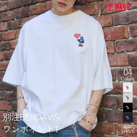 別注BENDAVISワンポイントT Tシャツ メンズ レディース 半袖 トップス 綿100% 男女兼用 BEN DAVIS ゴリラロゴ 刺繍 無地 ブランド ロゴ カジュアル ゆったり 大きめ 夏 WEGO