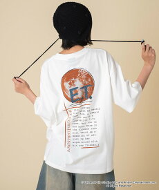 【SALE 2749円→1925円】E.T.グラフィックT Tシャツ レディース メンズ トップス 半袖 ヴィンテージ風 古着風 ダメージ加工 ロゴ バックプリント 綿100% ゆったり おしゃれ 映画 ブランド S M L 夏 夏服 WEGO ウィゴー