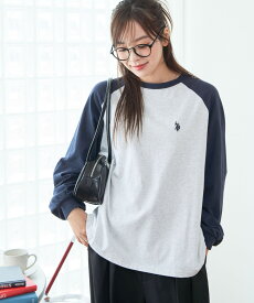 ＼20％OFFクーポン利用で2640円／【SALE 4399円→3299円】USPOLOだぼ袖ロンT USPOLO Tシャツ レディース 長袖 トップス ボーダー ワンポイント 刺繍 ブランド ボリュームスリーブ 綿100% おしゃれ ゆったり 体型カバー 秋冬 USPOLOASSN WEGO