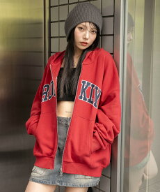 ＼20％OFFクーポン利用で3200円／【SALE 4399円→3999円】新色追加★ グラフィックBIGZIPパーカー レディース パーカー ジップパーカー トップス スウェット 羽織り ゆったり カレッジロゴ フーディー カジュアル おしゃれ 秋 冬 WEGO ウィゴー