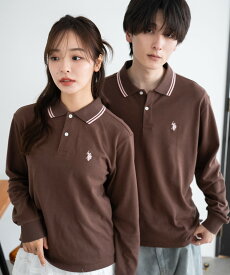 ＼20％OFFクーポン利用で2800円／【SALE 4399円→3499円】別注USPOLOラインポロシャツ USPOLO ポロシャツ レディース メンズ 長袖 トップス ゴルフウェア ゴルフ 襟 ポロ ゆったり 刺繍 おしゃれ ブランド 秋冬 USPOLOASSN WEGO