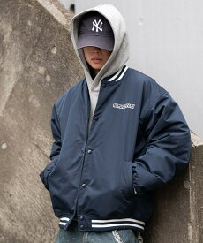 【SALE 7699円→5499円】グラフィックパファースタジャン アウター メンズ レディース ワッペン スタジャン ブルゾン ジャケット バックプリント ロゴ 秋冬 WEGO ウィゴー