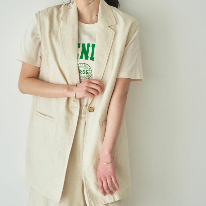 楽天市場 Sale3958円 2999円 リネンブレンドノースリーブジャケット ジレ ベスト 夏服 レディース ロングジレ セットアップ対応 コットンリネン リネン混 麻混 テーラードベスト 春 夏 羽織 Wego ウィゴー Wego 楽天市場店