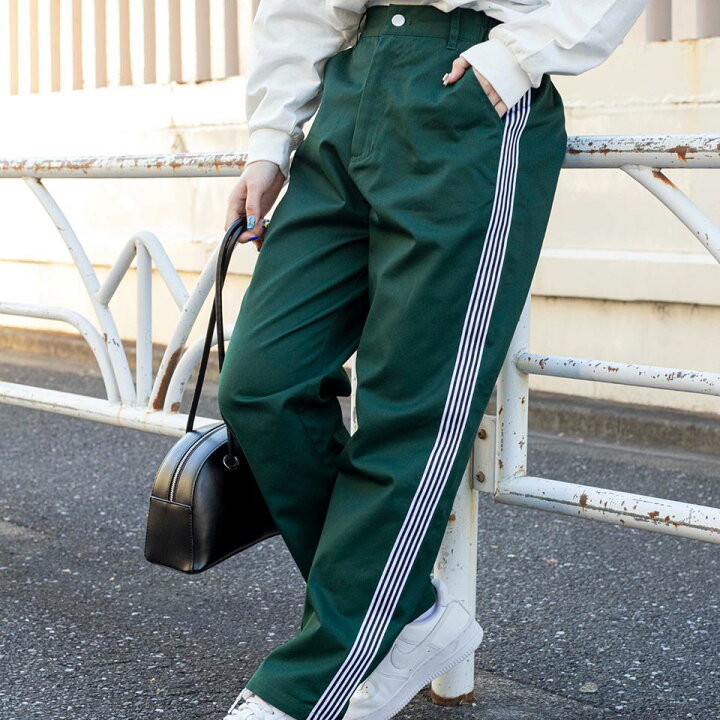 楽天市場 ラインチノテーパードパンツ ライン テーパード パンツ チノパン ラインパンツ グリーン ベージュ レディース 女性用 Wego Wego ウィゴー Wego 楽天市場店