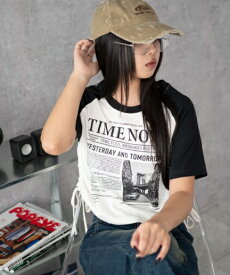 【SALE 2199円→1649円】グラフィックショートサイドリボンドロストT レディース Tシャツ トップス カットソー 半袖 ショート丈 ドロスト ちびTシャツ 夏 WEGO ウィゴー