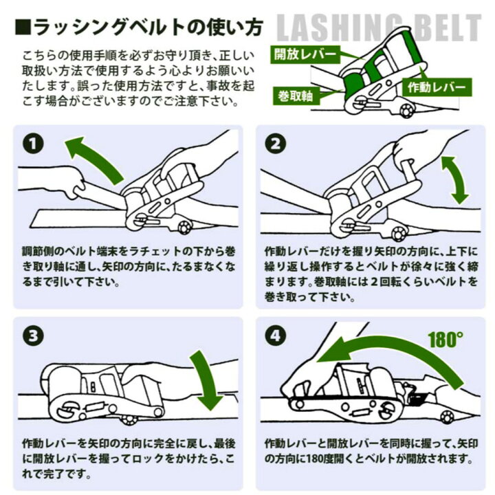 楽天市場】三方良し 10pcsセット ラッシングベルトフック5m 荷重5t 幅  