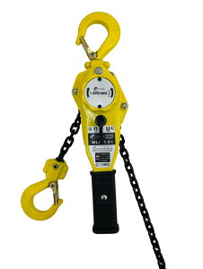 【三方良し】【1年保証】軽量タイプ 小型 新型新発売 レバーホイスト1.0t 1.5m or 3m イエロー色 レバーブロック 1000kg 1ton 1トン チェーンホイスト チェーンブロック チェーンガッチャ 手動式レ
