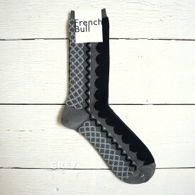 【5％OFFクーポン配布中】【新作特典☆追跡メール便送料無料】French Bull フレンチブル　No.11-25110　トルニソックス(3色)【2025年春夏 レース柄 前後違う柄 シルケットの綿糸 ジャガード編み 程よい厚み 落ち着いた配色 日本製】