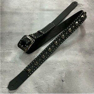 �y 35mm Width Leather Guitar Strap / Side Round Center Mix Pyramid Spots �z