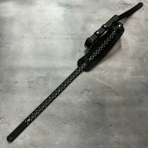 y 24mm Width Hard Leather Guitar Strap / 1Row Hexagon Spots & Rhinestone Design z