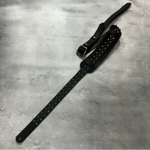 y 30mm Width Hard Leather Guitar Strap / 2×1Row Conical Pyramid Spots Design z