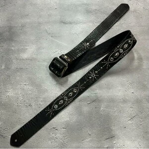 y 42mm Width Vintage Leather Guitar Strap / Vintage Spots Design 002iBlackjziSUGIZO Modelj