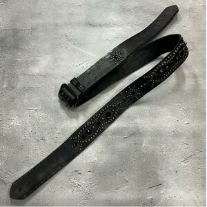 y 42mm Width Vintage Leather Guitar Strap / Vintage Spots Design 001iBlacknickeljziSUGIZO Modelj
