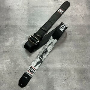 �y 50mm Width Soft Leather Guitar Strap / SIN ZMB Monochrome Print Design 001 �z�iHISASHI Model)