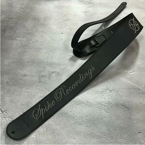 �y 62mm Width Hard Leather Guitar Strap�iI.A Type�j/ Spike Recordings Spots Design �z�iHISASHI Model)