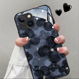 iPhone17ケース 花柄 和柄 墨絵 アイフォンケース iPhone16Proケース iPhone15ケース フラワー 花 ガラス iphoneケース スマホケース 韓国 iPhone 17 16 15 14 12 13 11 Plus pro max mini ケース ハードケース おしゃれ かわいい
