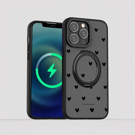 iPhone17ケース スマフォケース iPhoneケース マグセーフ 折り畳み式 開閉式 スタンド スマフォスタンド ハート ドット ブラック 透明 おしゃれ iPhone16eケース 動画視聴 便利 iPhone17 iPhone16 iPhone15 iPhone14 Pro Max ケース iPhone17eケース