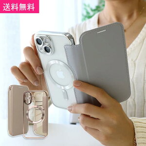 【3役揃った優秀ケース】 iPhone17ケース 手帳型 magsafe カード入れ フォンケース ワイヤレス充電 マグセーフ レザー調 耐衝撃 メタル 透明 クリア 高見え シンプル 大人っぽい おしゃれ ユニセ