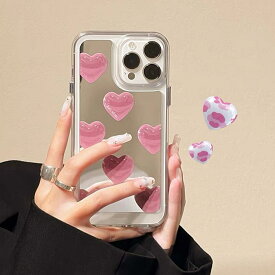 即完売！iPhone15ケース iphoneケース 鏡 ミラー メタリック ハート シルバー ピンク　iphoneカバー スマホケース 韓国 スマホカバー iPhone 11 12 13 14 Pro Max ケース