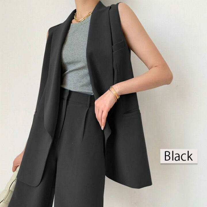 楽天市場 ジレ スーツセットアップ ショートパンツ レディース ベスト パンツ フォーマルスーツ 大人カジュアルコート 襟付き エレガント 春夏秋冬 羽織る 代 30代 40代 デザイン トレンチベスト ミディアム丈 膝丈 スーツベスト アウター ブラック ベージュ シンプル
