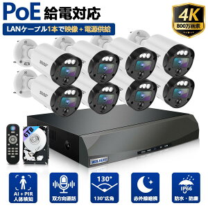 �y800����f�EAI�l�̌��m�z�h�ƃJ���� POE �L�� ���O �h�ƃJ�����Z�b�g 8�� 6TB HDD���� �^��@�Z�b�g �o�����ʘb 4K�Ή� IP66�h�� ��ԎB�e �X�}�z���u�Ď�