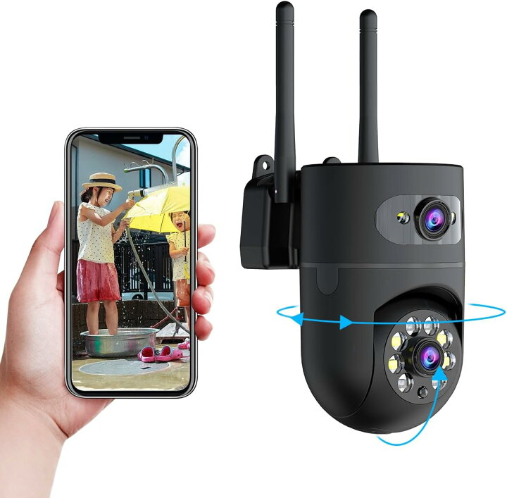 楽天市場】防犯カメラ 屋外 首振り 2レンズ WiFi 2.4G/5G対応 