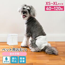 【スーパーSALE限定価格】【公式】犬用おむつ 女の子 XS〜M 120枚 L 100枚 XL 80枚 紙おむつ ペット用おむつ 超小型〜大型犬対応 マナーおむつ 瞬間吸収 逆戻り防止 モレにくい 快適 おでかけ 旅行 介護 術後 お漏らし マーキング ドライブ シニア 使い捨て 高齢犬 老犬