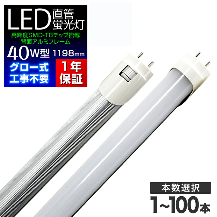 楽天市場】LED 蛍光灯 40W 直管 120cm 昼光色 1本 2本 4本 6本 10本 25 