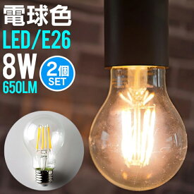 【6/1 P10倍】【2個セット】LED電球 E26 電球色 白色 昼白色 LED 電球 一般電球 照明 節電 LEDライト LEDランプ 照明器具 工事不要 替えるだけ 簡単設置 新生活 1年保証 LEDフィラメント電球 フィラメント