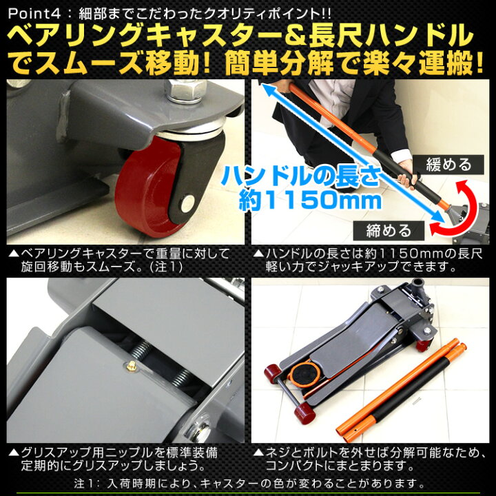 楽天市場】【10%OFFクーポン配布中】油圧ジャッキ 3t ガレージジャッキ 