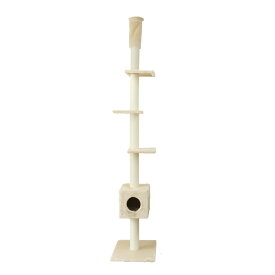 【10%OFFクーポン配布中】キャットタワー 突っ張り スリム 爪とぎ ポール 隠れ家付き 省スペース 240〜260cm 全2色 麻 シニア キャットファニチャー ネコちゃんタワー キャットポール つっぱり式 おしゃれ ネコタワー 猫 大型猫 シニア 木登りタワー おしゃれ