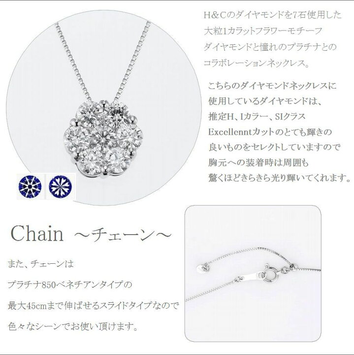 楽天市場】ダイヤモンド ネックレス H＆C鑑別カード付 プラチナ 1.0 