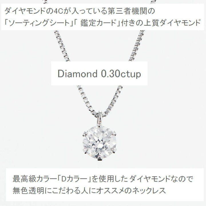 楽天市場】ダイヤモンド ネックレス 4Cダイヤモンド鑑定付 プラチナ 