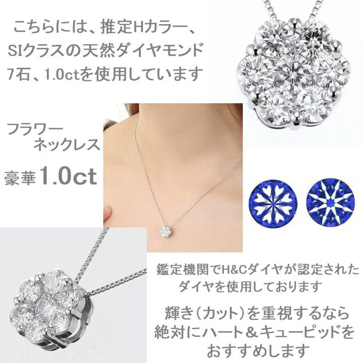 楽天市場】ダイヤモンド ネックレス H＆C鑑別カード付 プラチナ 1.0 