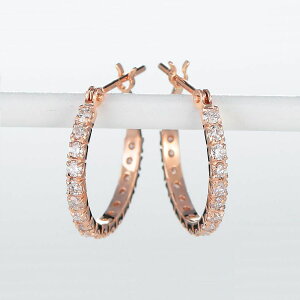 ダイヤモンド ピアス K18 フープピアス ハーフエタニティ 両耳用 0.5カラット ダイヤピアス レディース ホワイトゴールド イエローゴールド ピンクゴールド ギフト ピアス SIクラス 30代 40代 50