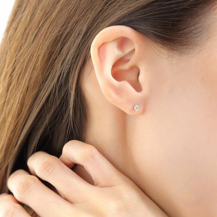 楽天市場】ダイヤモンド ピアス 一粒 プラチナ 0.1カラット 両耳用  