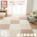 【本日限定クーポンで5%OFF】1級防音 ジョイントマット 45cm 48枚 6畳 サイドパーツ付 プレイマット ペット ジョイント マット カーペット ラグ 大判 抗菌 防臭 洗える おしゃれ くすみカラー フロアマット 子供 キッズマット ベビーマット 床暖房対応 送料無料