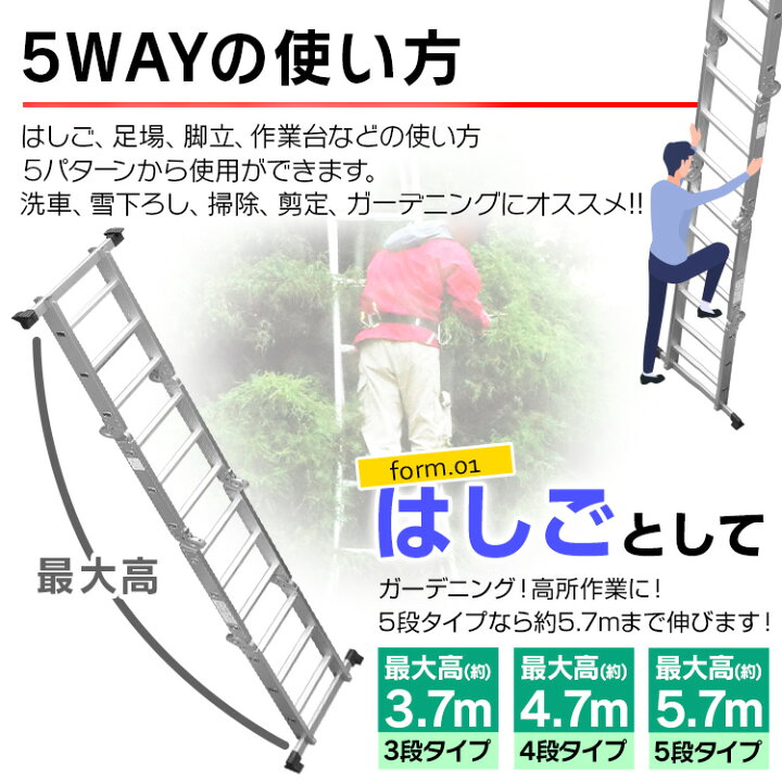 楽天市場】【期間限定クーポン配布】はしご 脚立 万能はしご はしご兼 