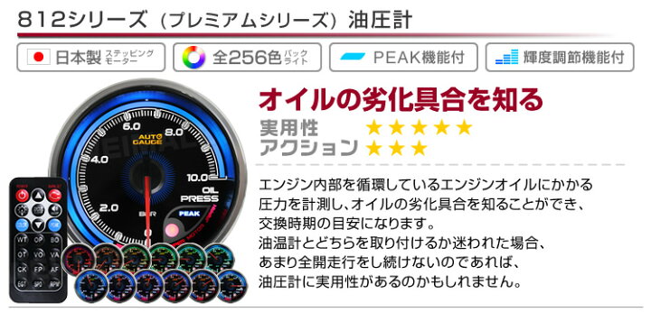 市場 送料無料 追加メーター 車 60mm 油圧計 後付け プレミアムシリーズ オートゲージ 日本製モーター Autogauge 60f