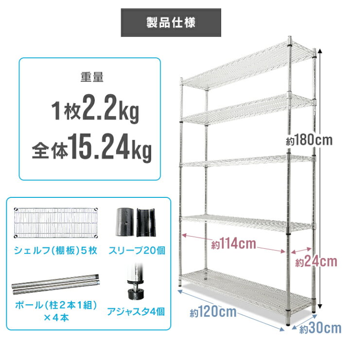 楽天市場】【クーポンで6%OFF】スチールラック 幅120 奥行30 メタル 
